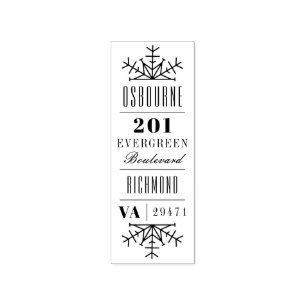 Snowflake Holiday Return Address Custom Rubber Stamp