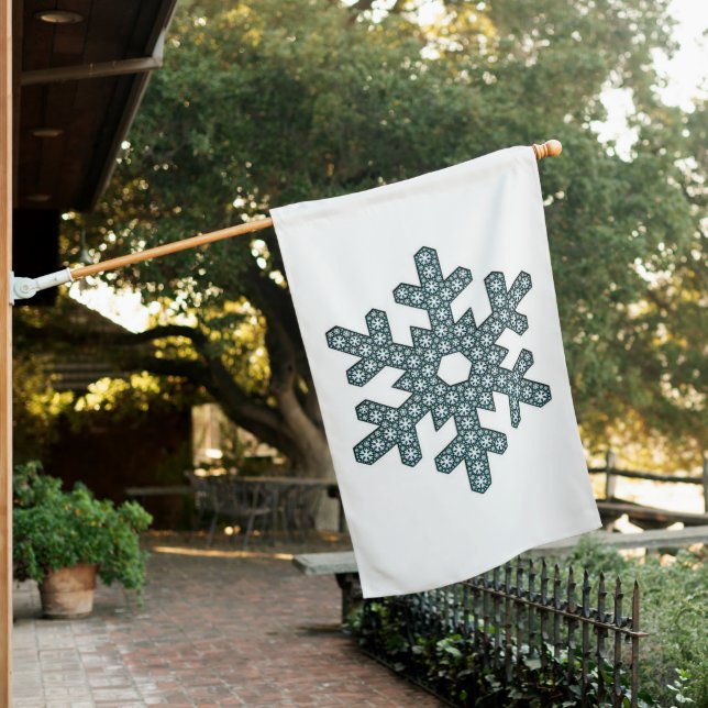 Snowflake Holiday Xmas Christmas Modern Simple House Flag (In SItu)