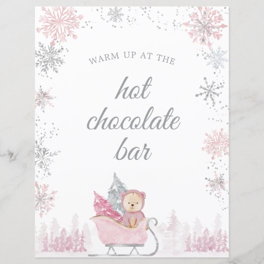 Snowflake hot chocolate bar Baby shower sign (Front)