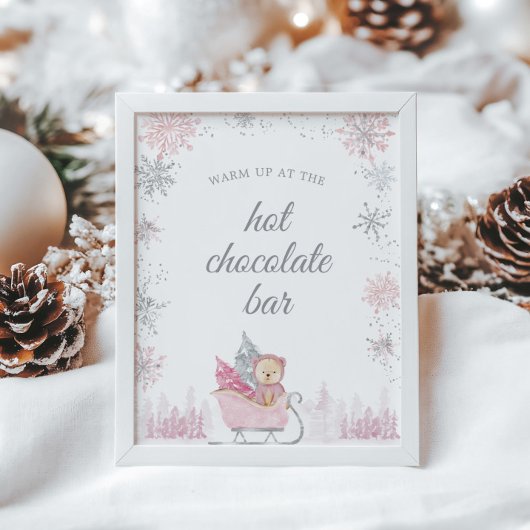 Snowflake hot chocolate bar Baby shower sign