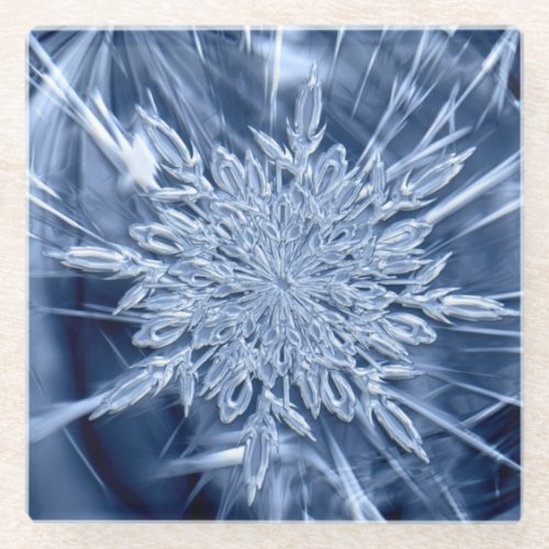 Snowflake Ice Crystal Glass Coaster