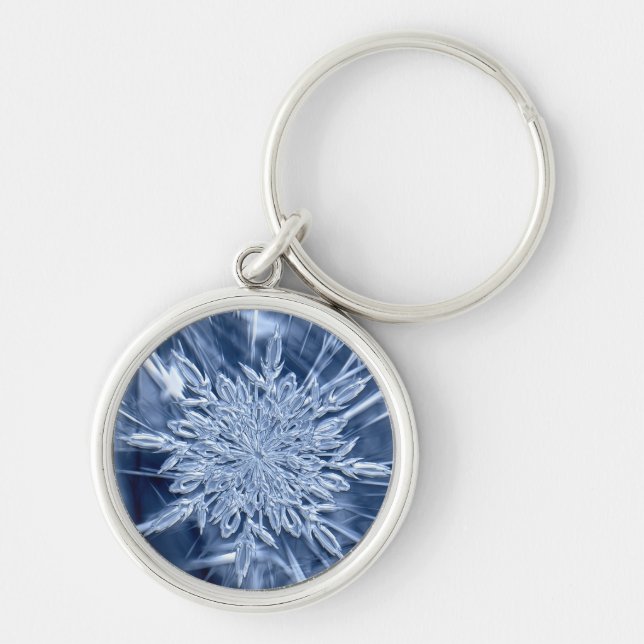 Snowflake Ice Crystal Keychain (Front)