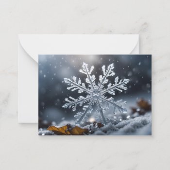 Snowflake Ice Crystal Macro Winter Snow Christmas Note Card by sirylok at Zazzle