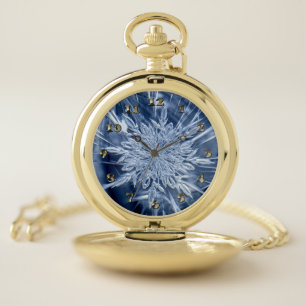 Snowflake Ice Crystal Pocket Watch