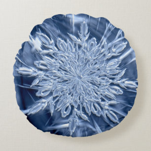 Snowflake Ice Crystal Round Pillow