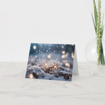 Snowflake Ice Crystals Snow Falling Christmas Card by sirylok at Zazzle