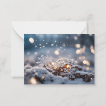 Snowflake Ice Crystals Snow Falling Christmas Note Card by sirylok at Zazzle
