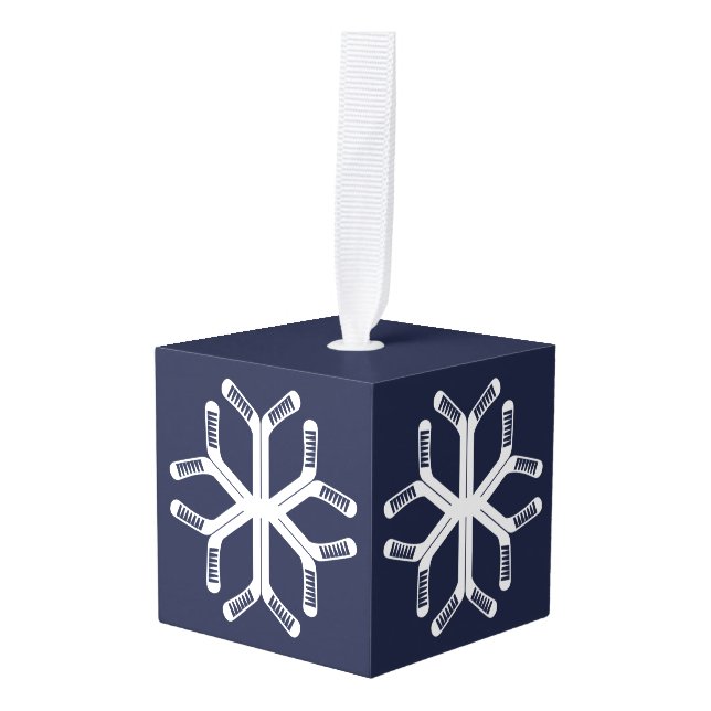 Snowflake Ice Hockey Sticks Holiday Decoration (Front Angled)