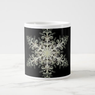 Snowflake ice lace white black elegant winter giant coffee mug