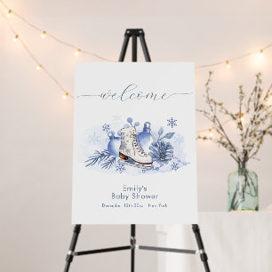 Snowflake Ice Skate Baby Shower Welcome Sign