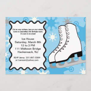 Snowflake Ice-skates Birthday party Invitation