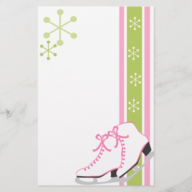 Snowflake Ice Skates Stationery (Front)