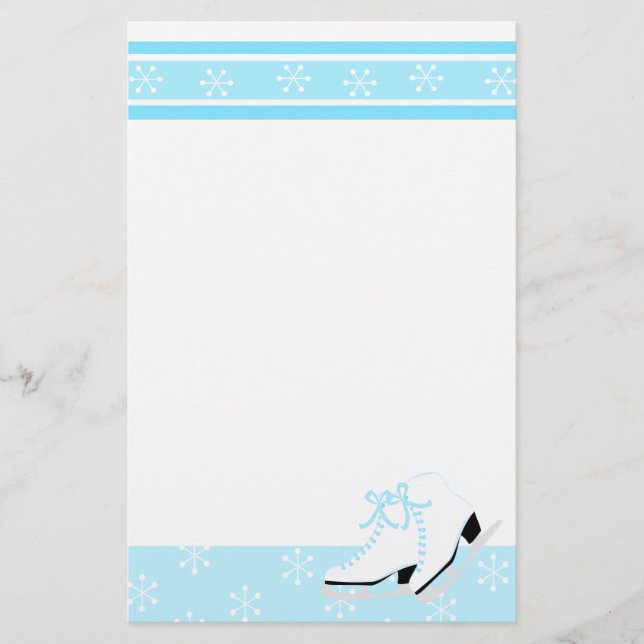 Snowflake Ice Skates Stationery (Front)