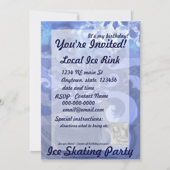 snowflake in blue 8, winter winds invitation (Front)