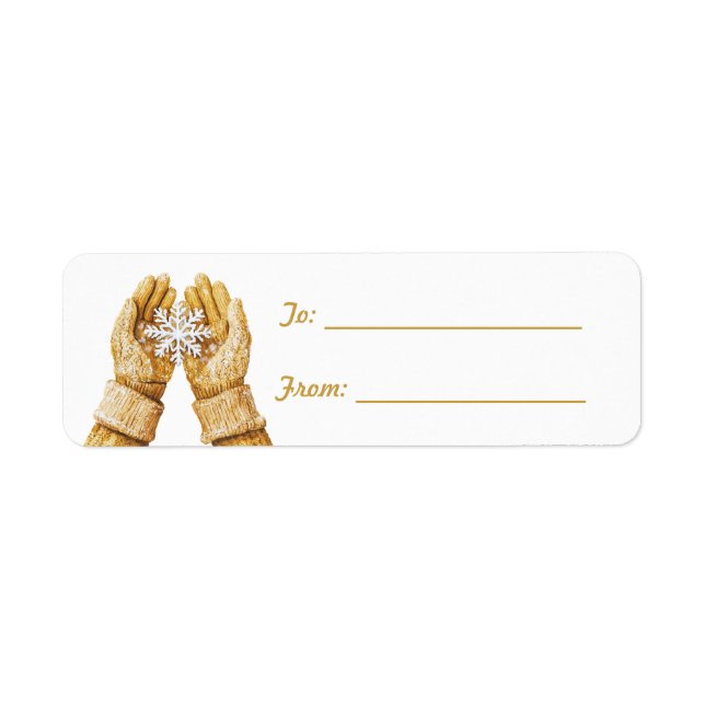 Snowflake in Honey Gold Gloves Christmas  Label (Front)