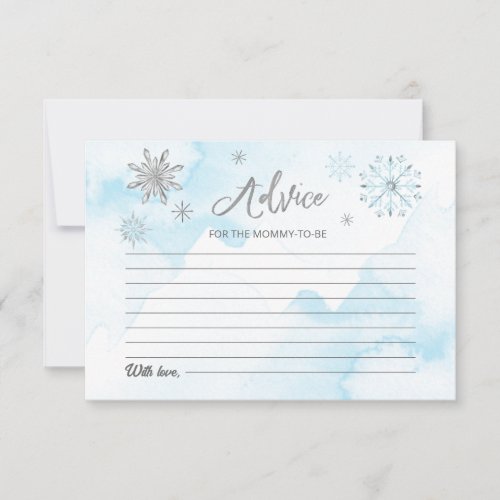 snowflake is on the way Baby Shower Advice Cards