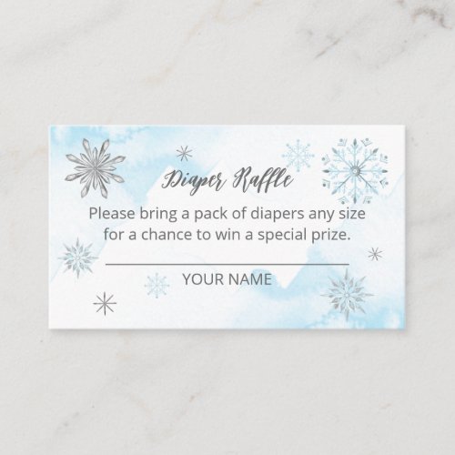snowflake is on the way Baby Shower Diaper Raffle Enclosure Card