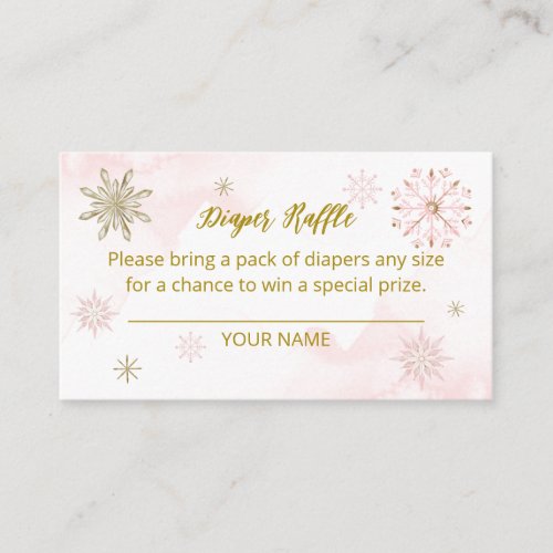 snowflake is on the way Baby Shower Diaper Raffle Enclosure Card