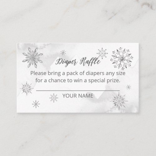 snowflake is on the way Baby Shower Diaper Raffle Enclosure Card