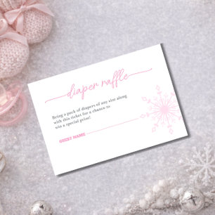 Snowflake is On the Way Baby Shower Diaper Raffle Enclosure Card