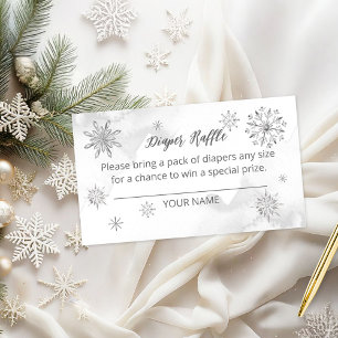 snowflake is on the way Baby Shower Diaper Raffle Enclosure Card