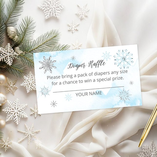 snowflake is on the way Baby Shower Diaper Raffle Enclosure Card (Creator Uploaded)