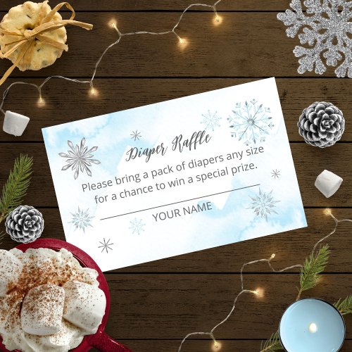 snowflake is on the way Baby Shower Diaper Raffle Enclosure Card