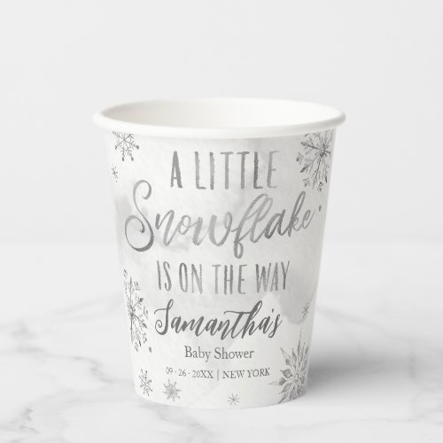 snowflake is on the way Baby Shower Paper Cups