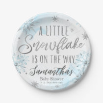 snowflake is on the way Baby Shower Paper Plates