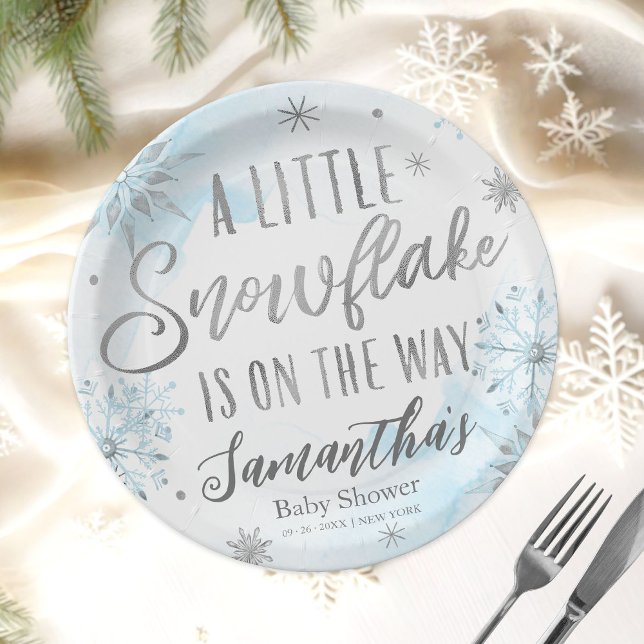 snowflake is on the way Baby Shower Paper Plates (Creator Uploaded)