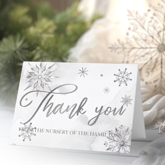snowflake is on the way Baby Shower Thank You Card (Creator Uploaded)