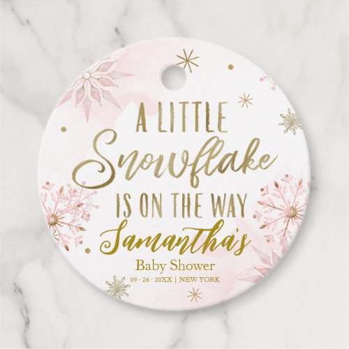 snowflake is on the way Baby Shower Thank You Favor Tags