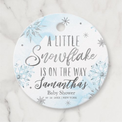 snowflake is on the way Baby Shower Thank You Favor Tags