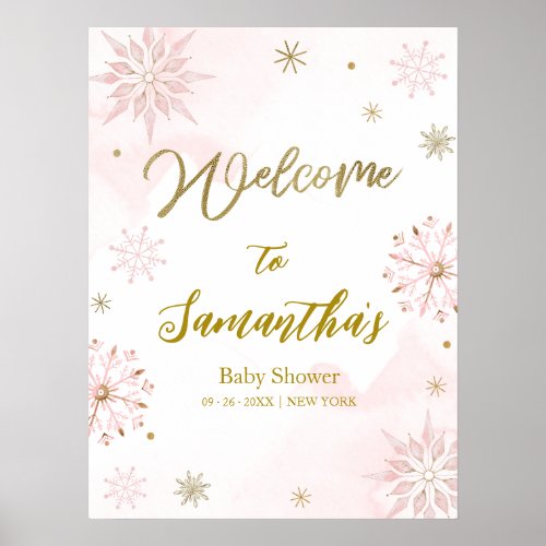 snowflake is on the way Baby Shower Welcome Sign