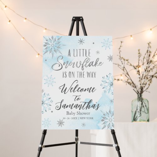 snowflake is on the way Baby Shower Welcome Sign