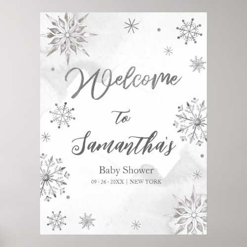 snowflake is on the way Baby Shower Welcome Sign