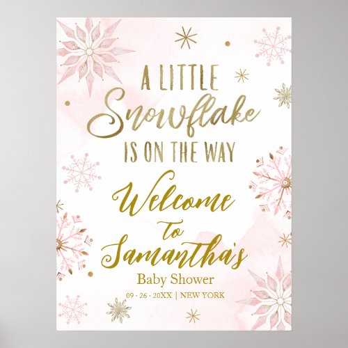 snowflake is on the way Baby Shower Welcome Sign