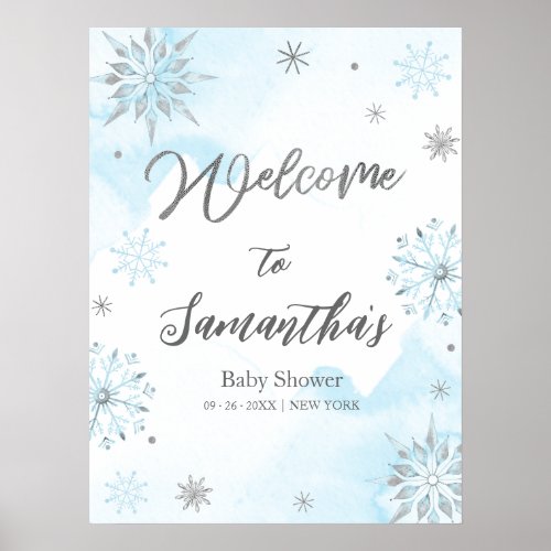 snowflake is on the way Baby Shower Welcome Sign
