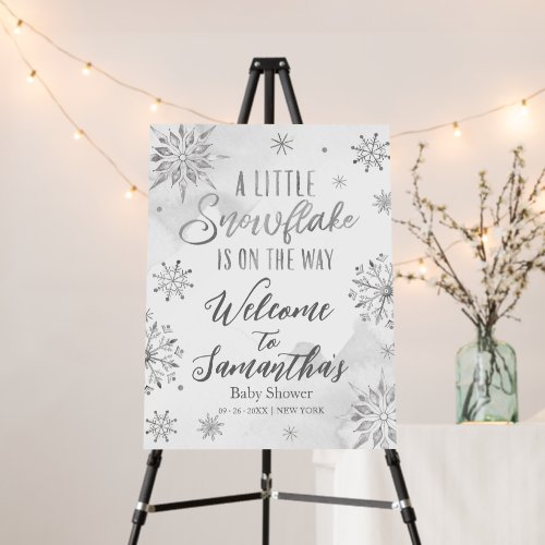 snowflake is on the way Baby Shower Welcome Sign