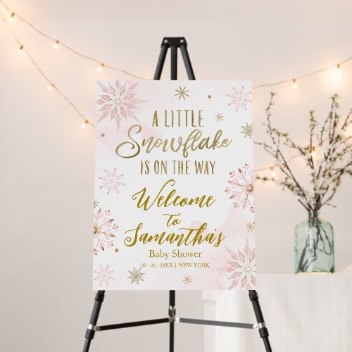 snowflake is on the way Baby Shower Welcome Sign