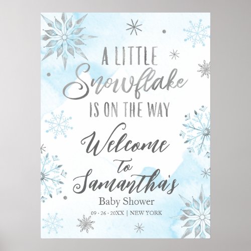 snowflake is on the way Baby Shower Welcome Sign