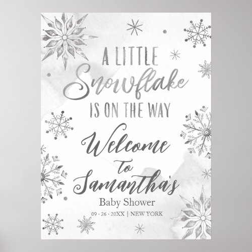 snowflake is on the way Baby Shower Welcome Sign