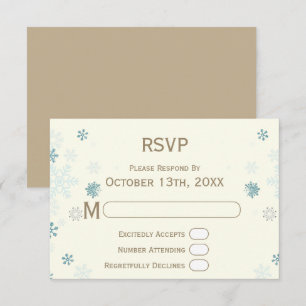 Snowflake Ivory Winter Wonderland Wedding Website RSVP Card