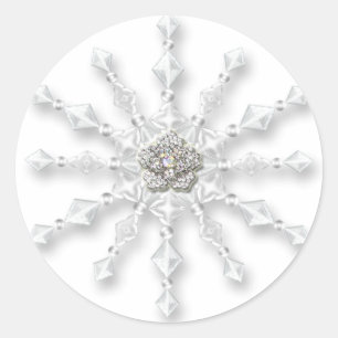 Snowflake Jewel Classic Round Sticker
