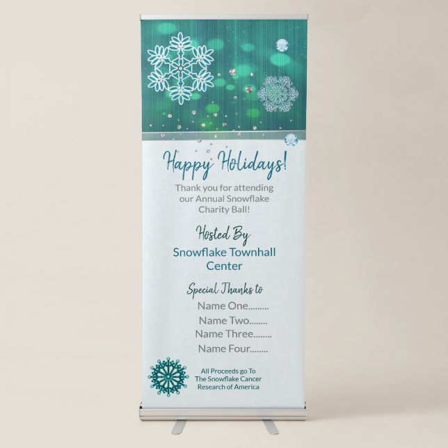 Snowflake Jeweled 3D  CHARITY EVENT Retractable Banner (Front)
