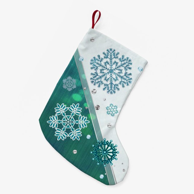 Snowflake Jeweled 3D Small Christmas Stocking (Front (Hanging))