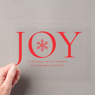 Snowflake Joy Family Photo Collage Christmas Acrylic Invitations