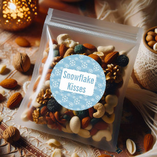 Snowflake kisses blue winter holiday stickers
