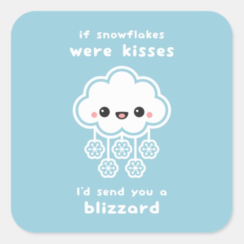 Snowflake Kisses Love Square Sticker