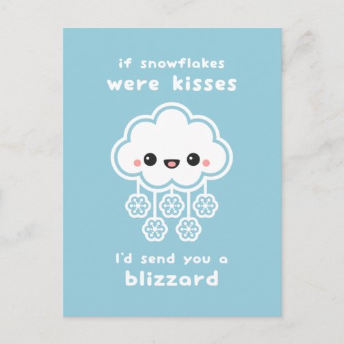 Snowflake Kisses Valentine Holiday Postcard